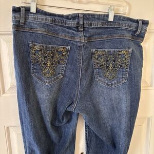 Vintage Y2K Southpole Women Denim Jeans 18 Embroidered Pockets Grunge Skater 90s
